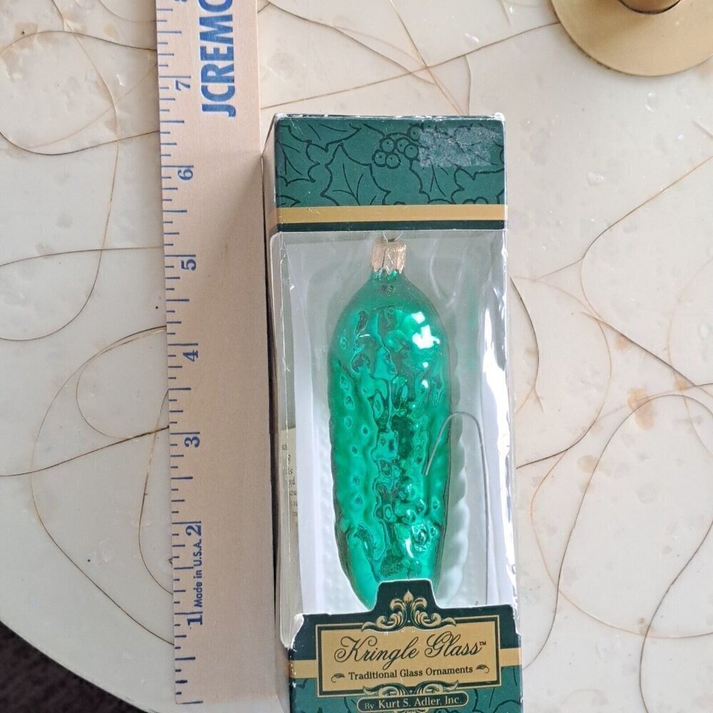 Kurt Adler Pickle Christmas Ornament Glass German Good Luck Holiday Gag Gift... - Picture 8 of 8
